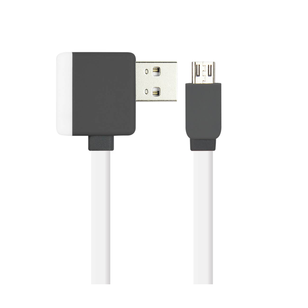REIKO MICRO USB PIGGYBACK FLAT LIBERATOR USB CABLE 3.2FT IN WHITE